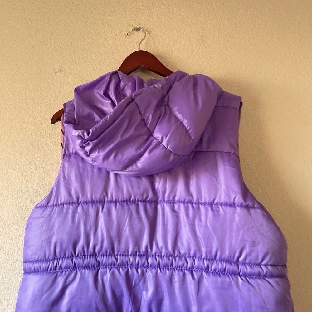 NOCTURNE Puffer‎ Hooded Vest Lavender Purple Quilted Zip Pockets Size 38/medium